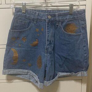 NWOT: Sun and Moon Printed Jean Shorts